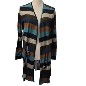 Fyve Striped Open Front Cardigan